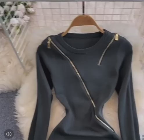 Black "Zip it Up" Multi Style with Zip Bodycon Dress