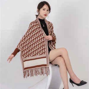 Brown Knitted Scarf Long Sleeve