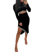 Load image into Gallery viewer, 2 Pcs Knit Full Sleeves Tops &amp; Bodycon Skirt
