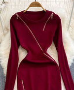 Load image into Gallery viewer, Maroon &quot;Zip it Up&quot; Multi Style with Zip Bodycon Dress
