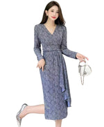 Load image into Gallery viewer, Long sleeve V-neck Heavy Sequins Fashion Irregular Dress
