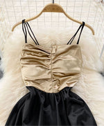 Load image into Gallery viewer, Dirty Gold &amp; Black Colored Sleeveless Dress with Noodle Straps
