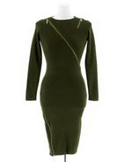Load image into Gallery viewer, Military Green &quot;Zip it Up&quot; Multi Style with Zip Bodycon Dress
