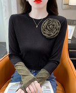 Load image into Gallery viewer, Vintage Pullover Tops with Golden Flower
