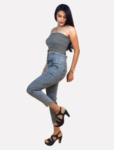 High Waist Denim Jeans - Fashion Tiara